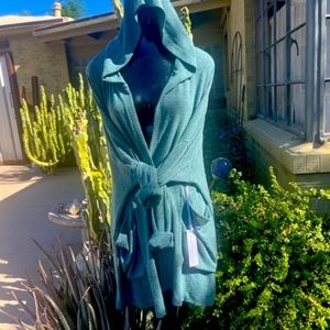 Women's Young Fabulous & Broke - Soft, Blue Knit Hooded Sweater, Robe, Top S